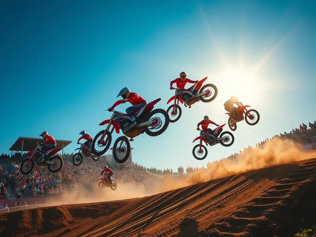An action shot of a TB2 RACING TEAM member competing in a regional motocross championship, showcasing their dedication and skill.